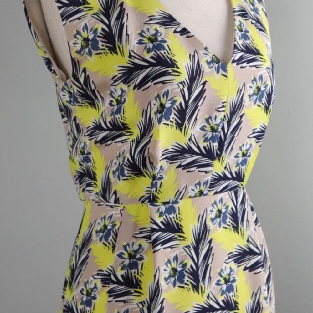 J.Crew Sleeveless Floral Sheath Dress - Yellow - Navy - Size 10 - Picture 6 of 10